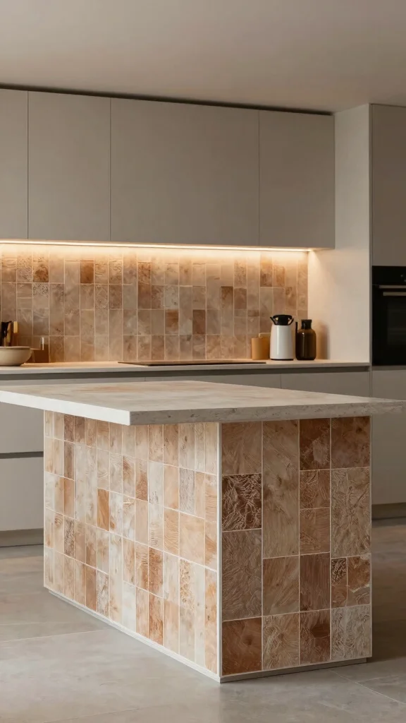 17 Kitchen Island Design Ideas: Center Your Style & Functionality - 17. Textured Tile Accents 1