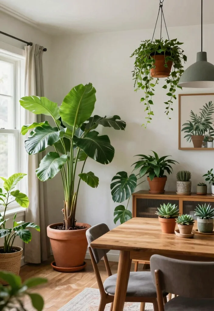 17 Living Room Dining Room Combo Layout and Furniture Placement Ideas - 11. Incorporate Nature Indoors 1
