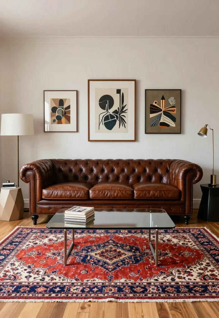 17 Mix and Match Living Room Furniture Ideas for a Stylish Look - 3. Vintage Finds with Modern Flair 1