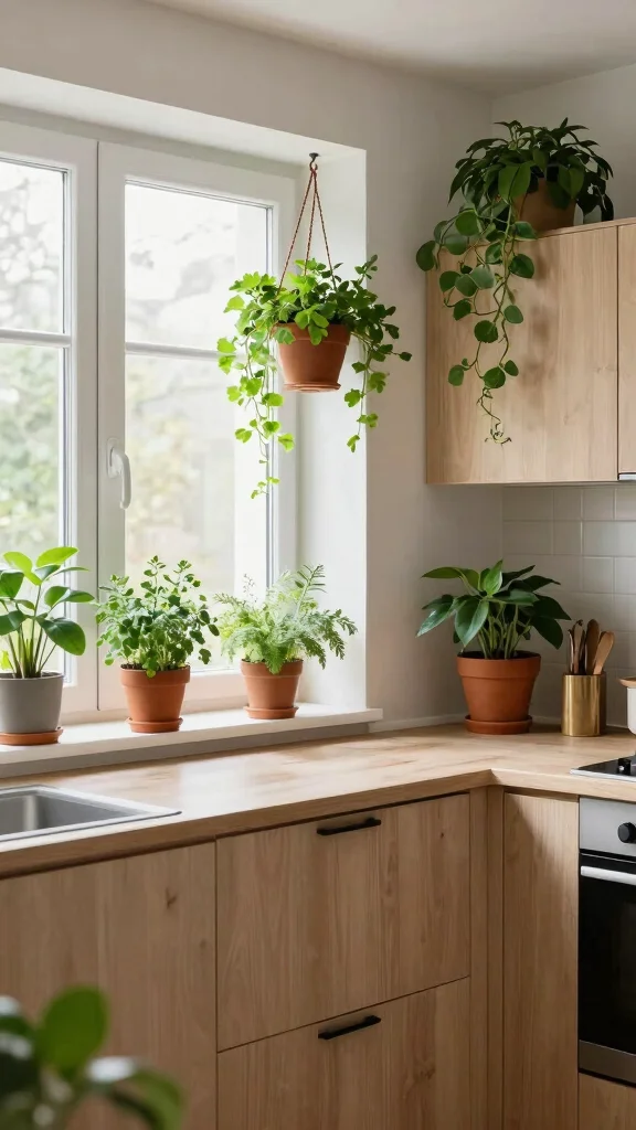 17 Scandinavian Kitchen Design Ideas: Simple, Light, and Beautiful - 8. Incorporate Greenery 1