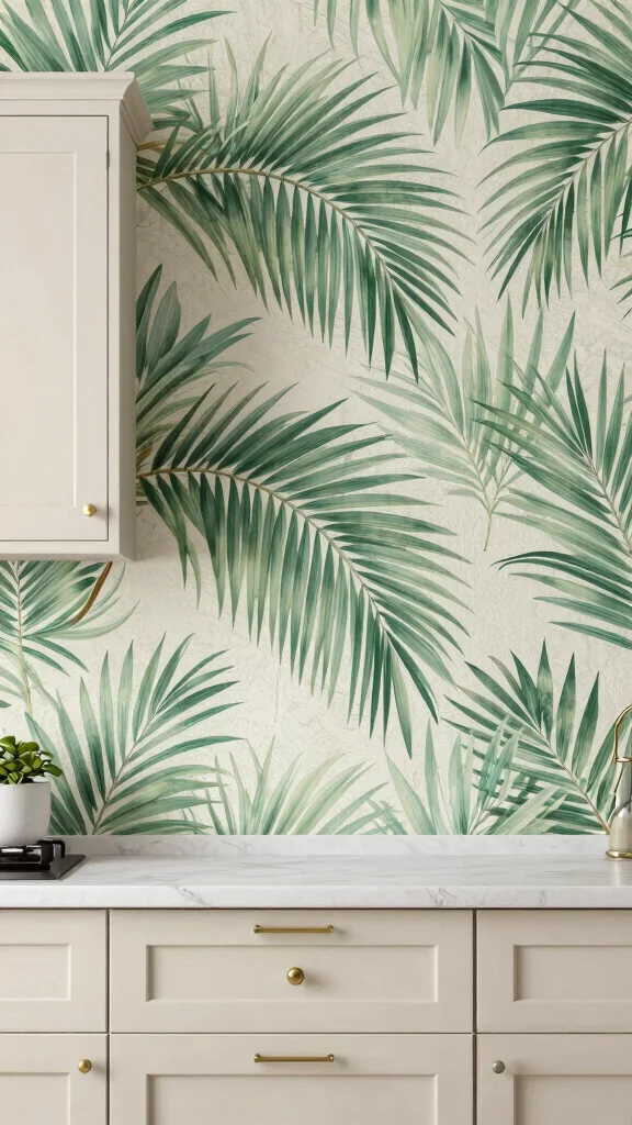 17 Tropical Kitchen Design Ideas: Exotic and Vibrant Spaces - 15. Nature-Inspired Wall Treatments 1