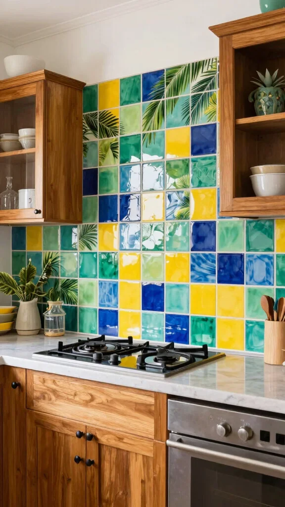 17 Tropical Kitchen Design Ideas: Exotic and Vibrant Spaces - 2. Colorful Tile Backsplash 1