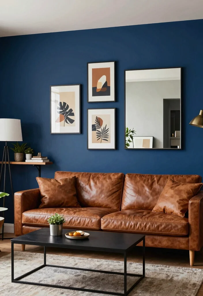 18 Brown and Black Furniture Living Room Ideas: Industrial Chic Designs - 2. Statement Wall with Dark Tones 1