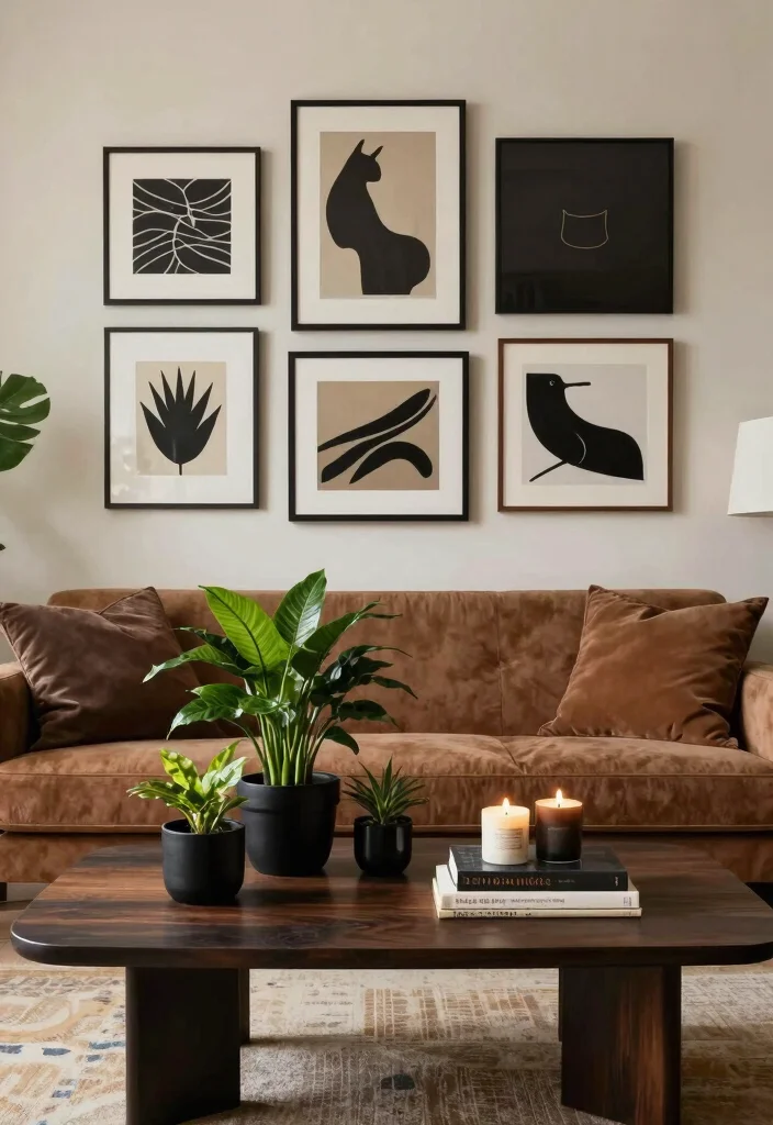 18 Brown and Black Furniture Living Room Ideas: Industrial Chic Designs - 7. Artful Accessorizing 1