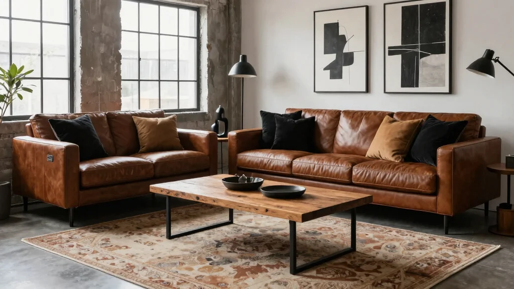 18 Brown and Black Furniture Living Room Ideas: Industrial Chic Designs
