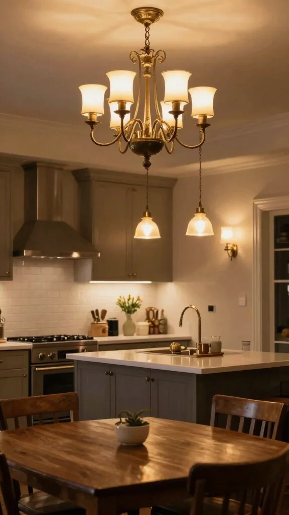 18 Classic Kitchen Design Ideas: Timeless Elegance for Every Home - 4. Elegant Lighting: Brighten Up with Style 1