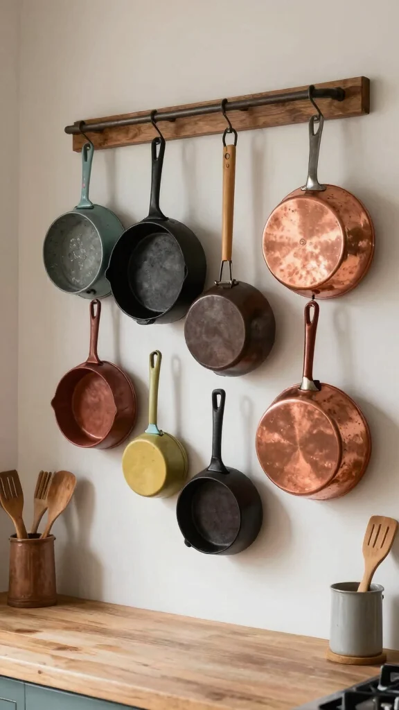 18 Classic Kitchen Design Ideas: Timeless Elegance for Every Home - 7. Charming Cookware: Displaying Essentials 1