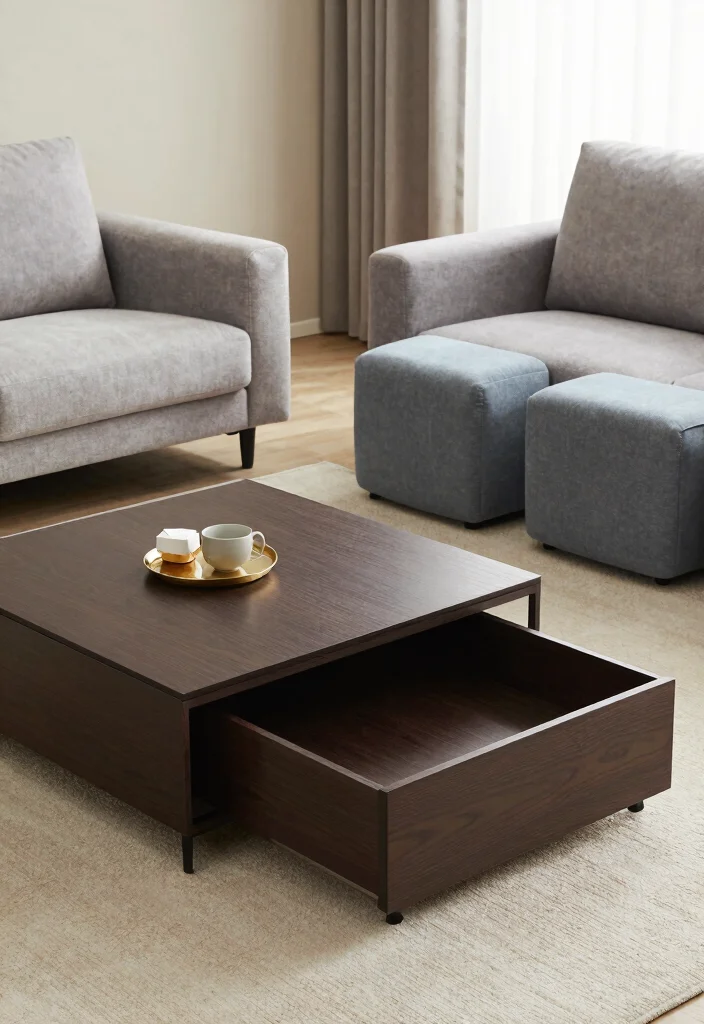 18 Dark Brown Furniture Living Room Decor and Interior Design Ideas - 13. Multi-Functional Furniture 1