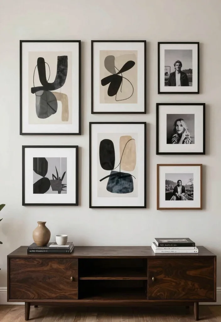 18 Dark Brown Furniture Living Room Decor and Interior Design Ideas - 7. Statement Wall Art 1