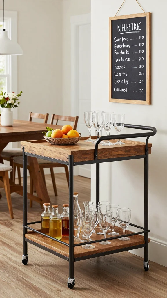18 Farmhouse Kitchen Design Ideas: Create a Warm Country Aesthetic - 14. Farmhouse-style Bar Cart 1