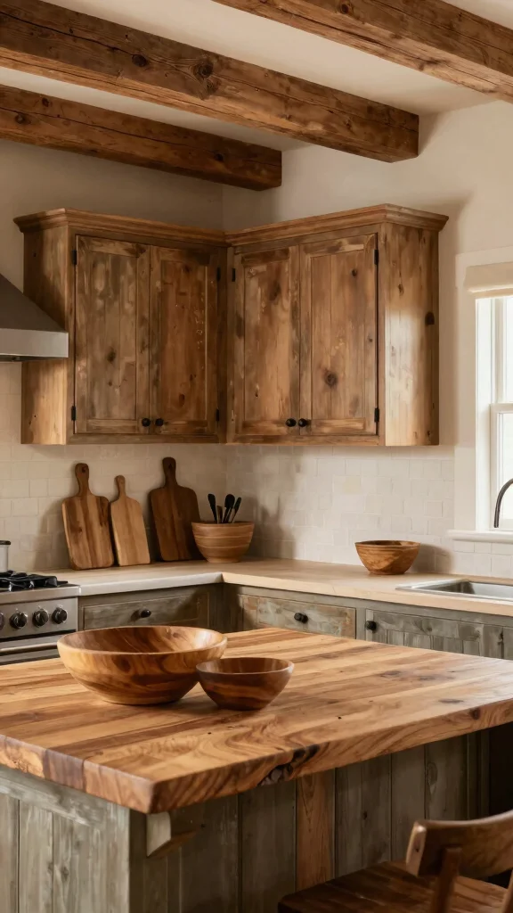 18 Farmhouse Kitchen Design Ideas: Create a Warm Country Aesthetic - 5. Natural Wood Elements 1