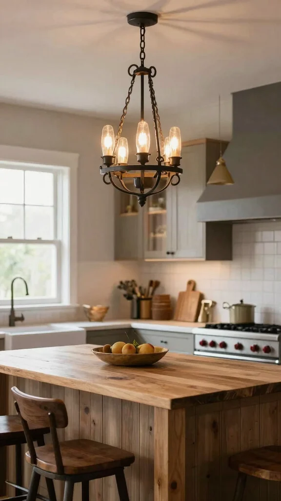 18 Farmhouse Kitchen Design Ideas: Create a Warm Country Aesthetic - 7. Statement Lighting Fixtures 1