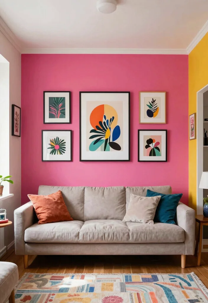 18 Furniture Layout Ideas for Long Living Rooms - 17. Use Colorful Accent Walls 1