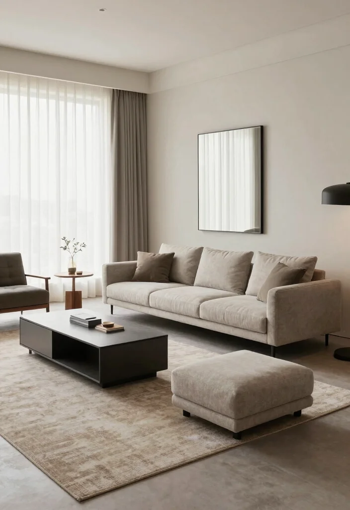 18 Furniture Layout Ideas for Long Living Rooms - 2. Multi-Functional Furniture Arrangement 1