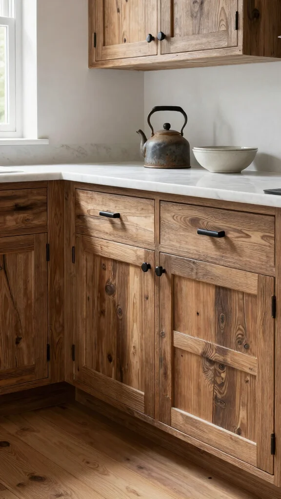 18 Kitchen Cabinet Design Ideas: Style, Storage & Organization - 1. Rustic Reclaimed Wood Cabinets 1