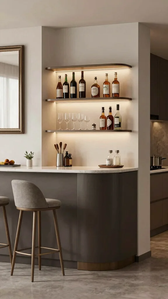 18 Kitchen Corner Design Ideas: Maximize Unused Space - 13. Create a Mini Bar in the Corner 1