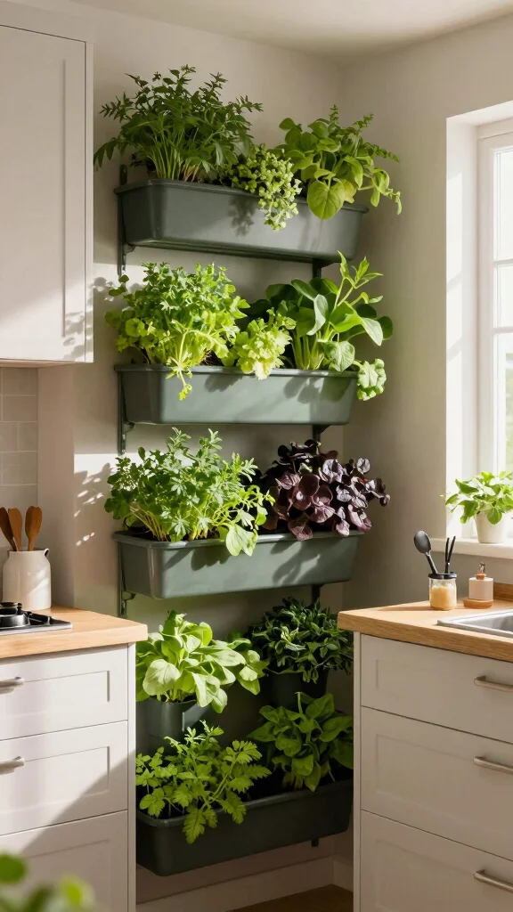 18 Kitchen Corner Design Ideas: Maximize Unused Space - 16. Use a Corner for a Vertical Garden 1