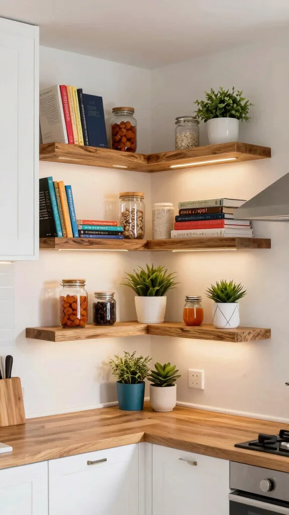 18 Kitchen Corner Design Ideas: Maximize Unused Space - 6. Creative Corner Shelving Ideas 1