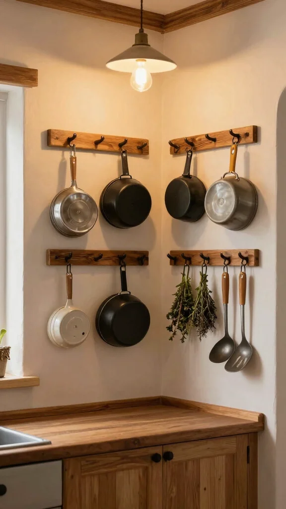 18 Kitchen Corner Design Ideas: Maximize Unused Space - 7. Utilize Vertical Space with Hooks 1