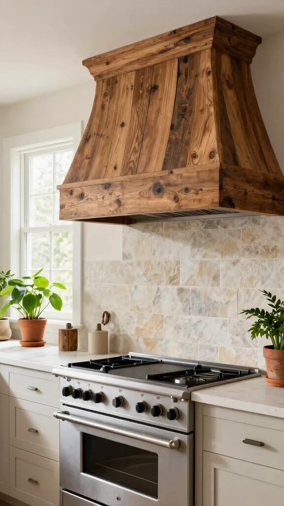 18 Kitchen Hood Design Ideas: Range Hoods That Make a Statement - 1. Reclaimed Wood Elegance 1
