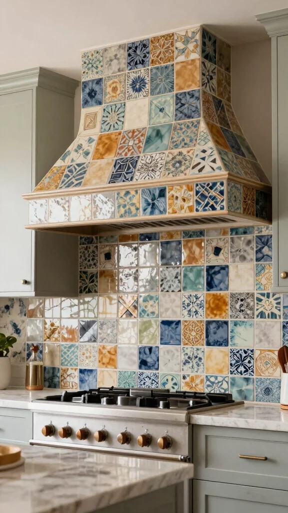 18 Kitchen Hood Design Ideas: Range Hoods That Make a Statement - 7. Textured Tile Hoods 1