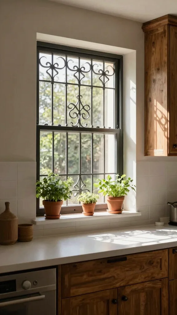 18 Kitchen Window Design Ideas: Natural Light & Style - 5. Decorative Grilles for Style and Function 1
