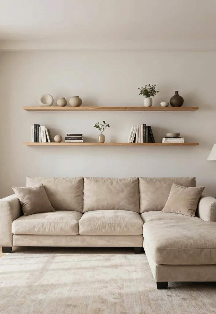 18 L-Shape Couch Living Room Layout and Furniture Arrangement - 11. Wall-Mounted Storage: Space Optimization 1