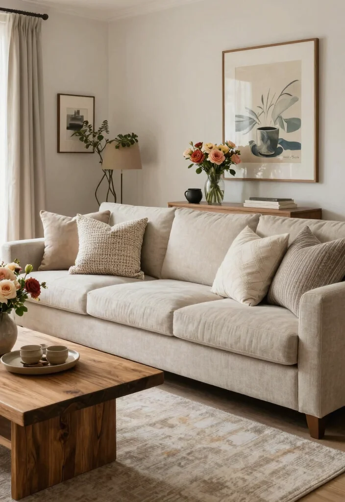 18 L-Shape Couch Living Room Layout and Furniture Arrangement - 14. Timeless Tones: Neutral Palette 1