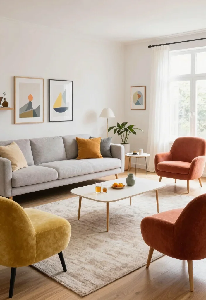 18 Living Room Furniture Arrangement Ideas for Open Floor Plan - 12. Opt for Lightweight Furniture 1