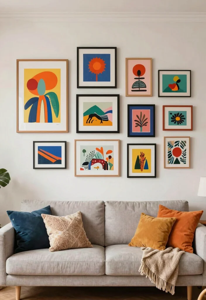 18 Living Room Furniture Arrangement Ideas for Open Floor Plan - 16. Personalize with Artwork 1