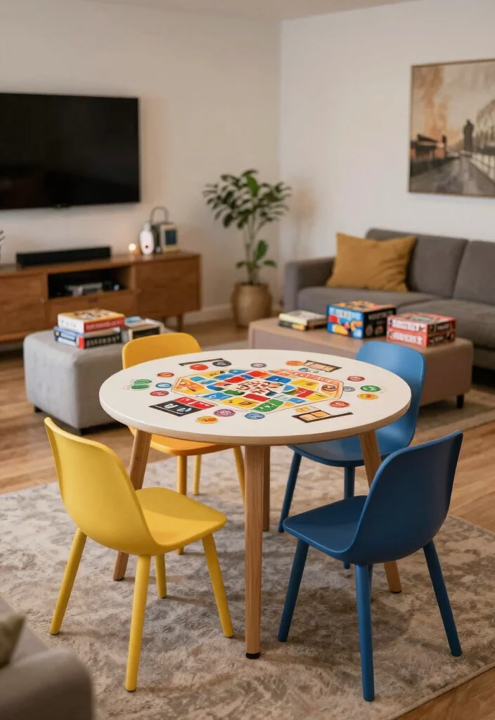 18 Living Room Furniture Arrangement Ideas for Open Floor Plan - 17. Create a Game Area 1