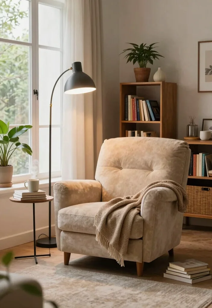 18 Living Room Furniture Arrangement Ideas for Open Floor Plan - 2. Curate a Cozy Reading Nook 1
