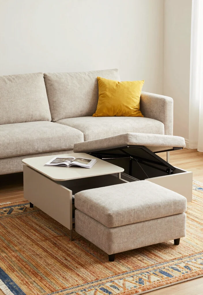 18 Living Room Furniture Arrangement Ideas for Open Floor Plan - 3. Multi-Functional Furniture 1