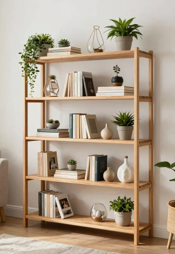 18 Living Room Furniture Arrangement Ideas for Open Floor Plan - 4. Embrace Open Shelving 1