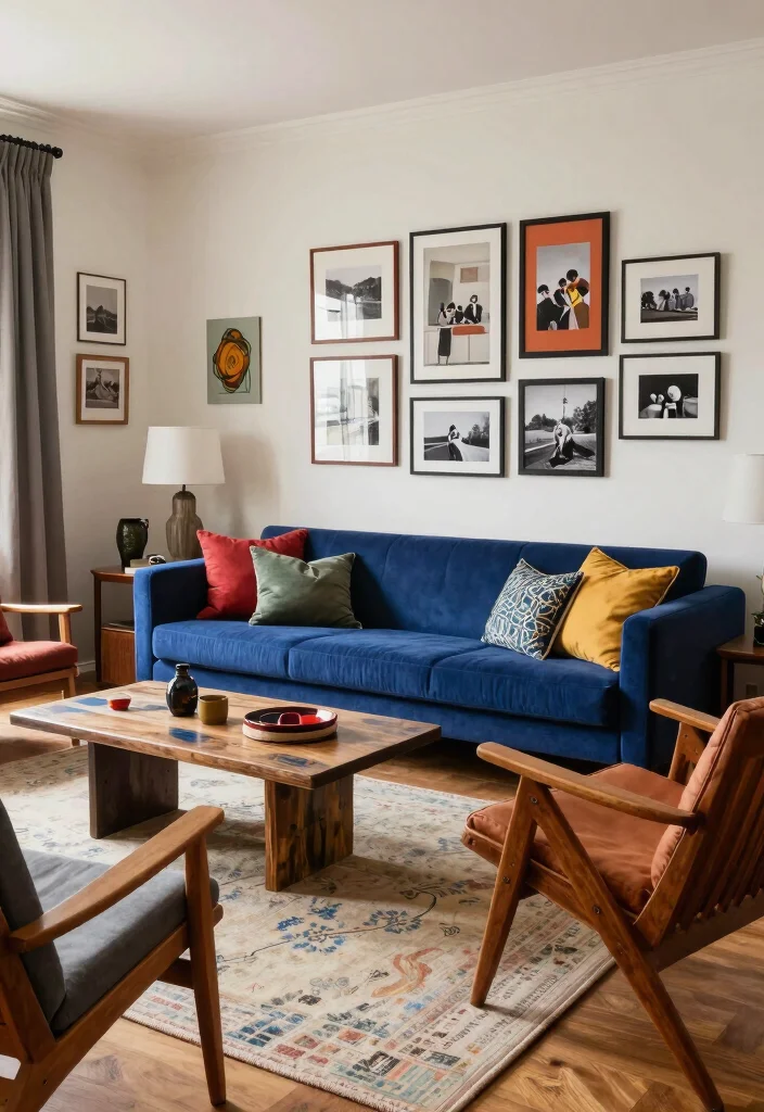 18 Living Room Furniture Arrangement Ideas for Open Floor Plan - 9. Blend Styles for Eclectic Charm 1