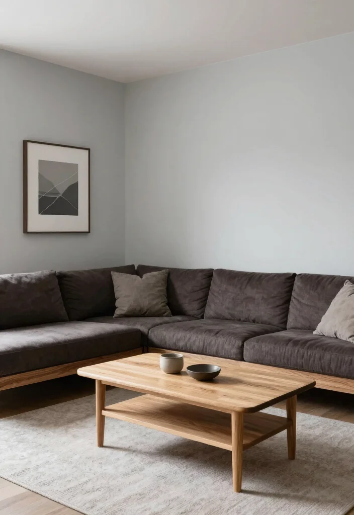 18 Mixing Dark and Light Wood Furniture in Living Room - 16. Balance with Wall Colors 1