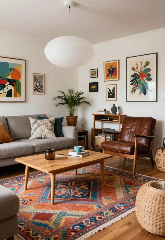 18 Mixing Dark and Light Wood Furniture in Living Room - 3. Mix and Match Furniture Styles 1