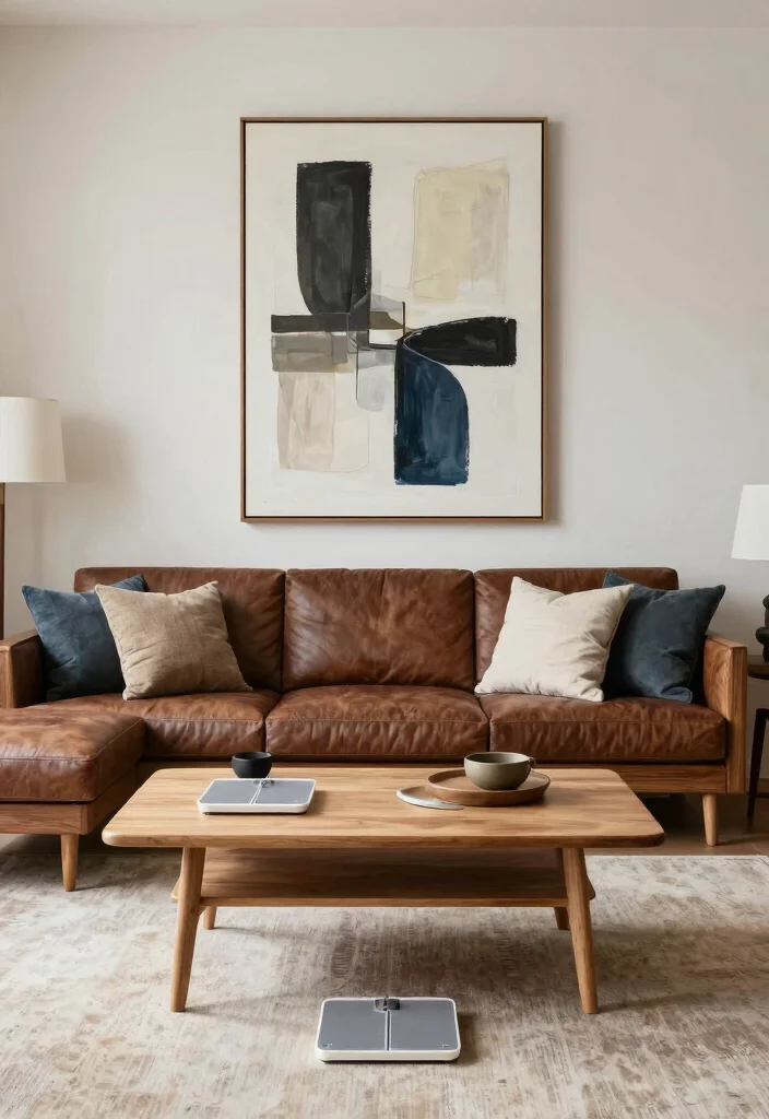 18 Mixing Dark and Light Wood Furniture in Living Room - 4. Play with Scale 1