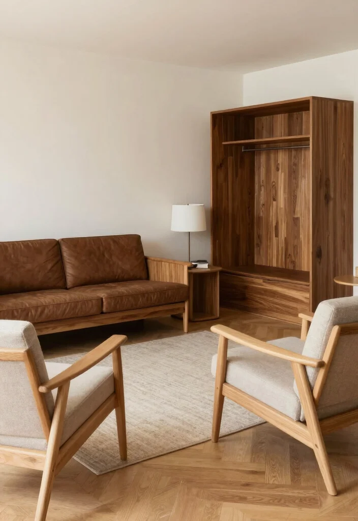 18 Mixing Dark and Light Wood Furniture in Living Room - 8. Consider Furniture Arrangement 1