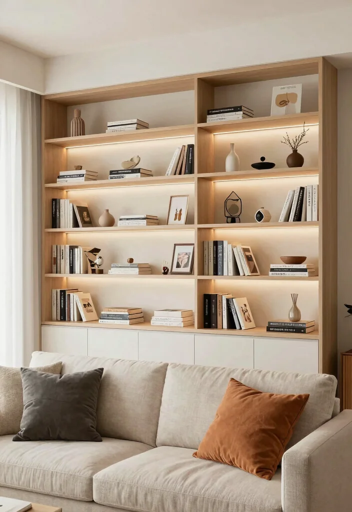 18 Small Apartment Living Room Layout and Furniture Arrangement Ideas - 10. Built-in Storage Solutions 1