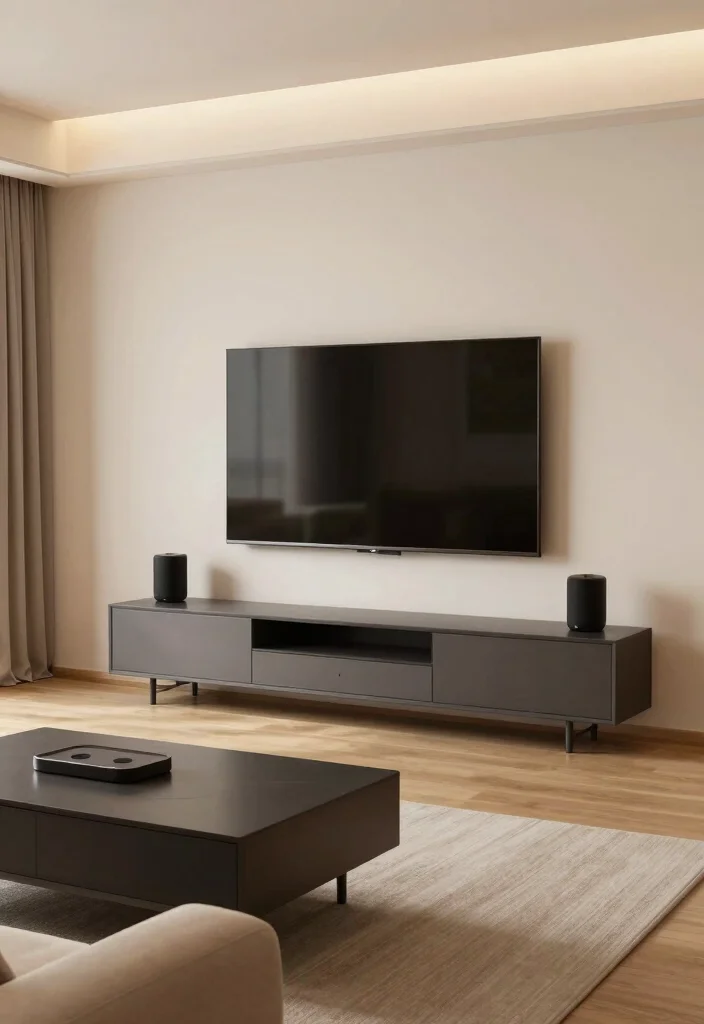 18 Small Apartment Living Room Layout and Furniture Arrangement Ideas - 12. Smart Technology 1