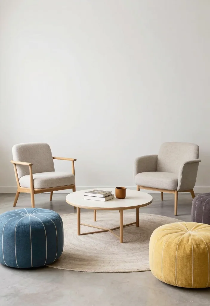 18 Small Apartment Living Room Layout and Furniture Arrangement Ideas - 17. Flexible Seating Arrangements 1