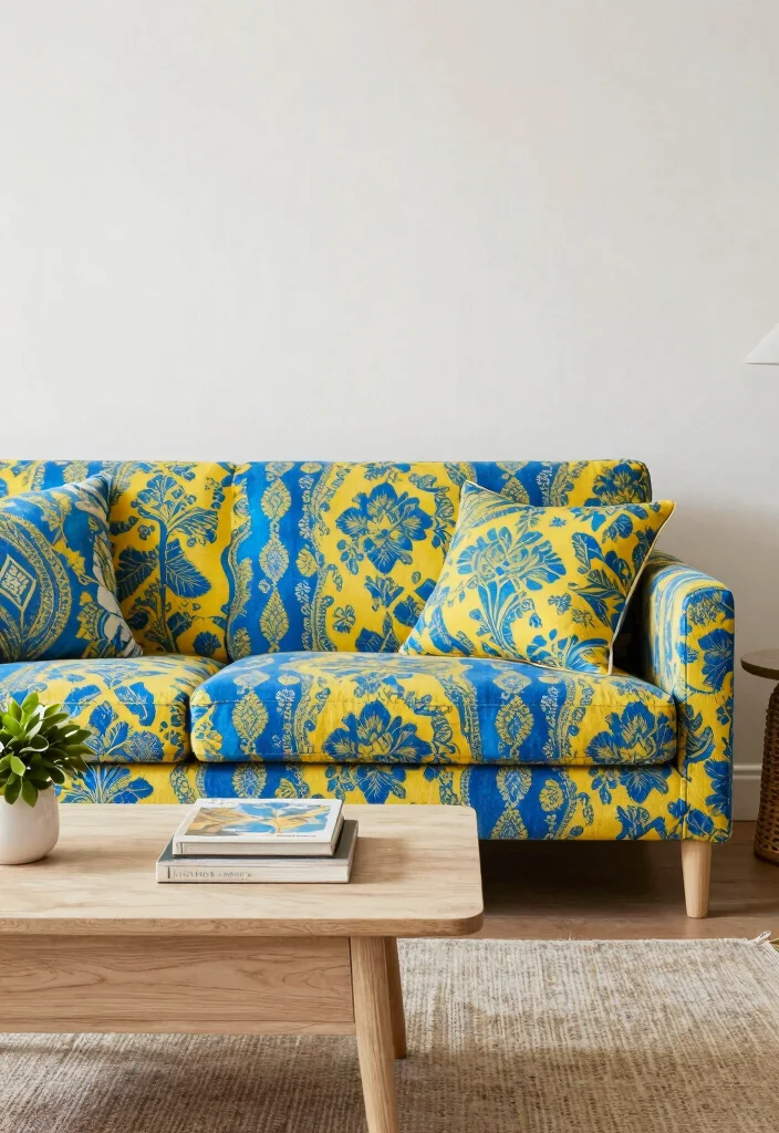 18 Sofa Set Ideas for Living Room Furniture - 5. Bold Colors and Patterns 1