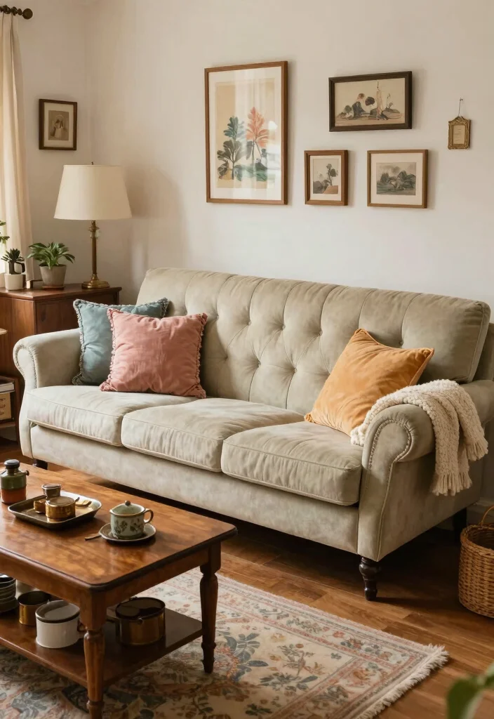 18 Sofa Set Ideas for Living Room Furniture - 6. Vintage Charm 1