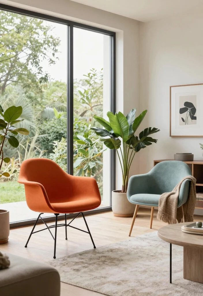 18 Sustainable Mid-Century Modern Living Room Furniture Ideas - 3. Eco-Friendly Accent Chairs 1