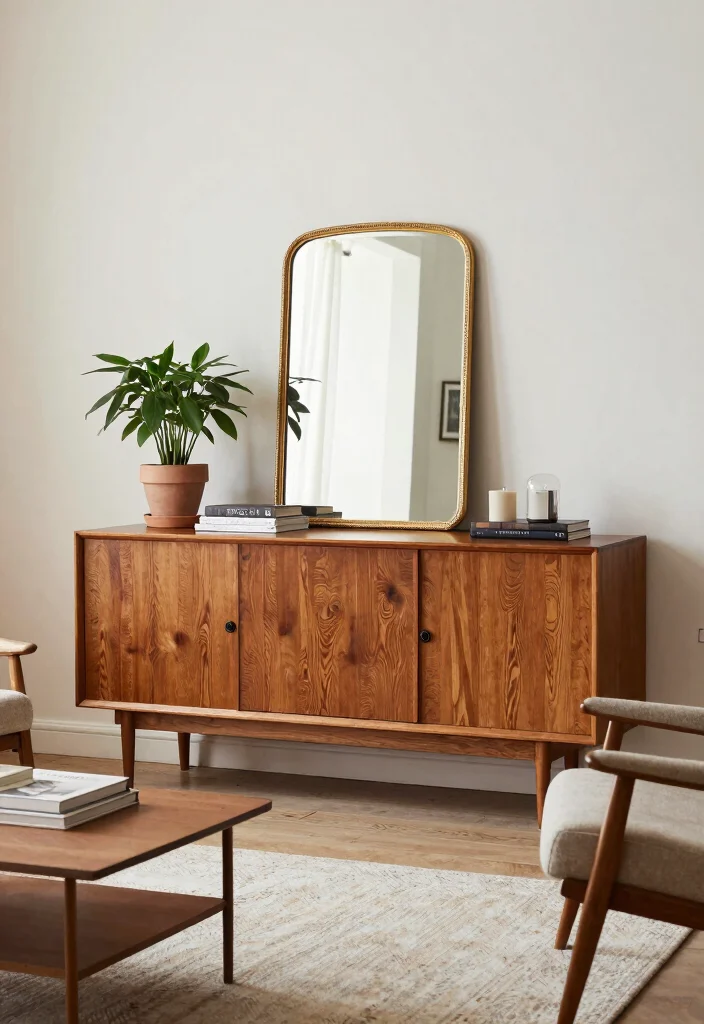 18 Sustainable Mid-Century Modern Living Room Furniture Ideas - 4. Vintage Credenzas 1