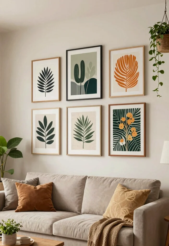 18 Sustainable Mid-Century Modern Living Room Furniture Ideas - 8. Eco-Conscious Wall Art 1