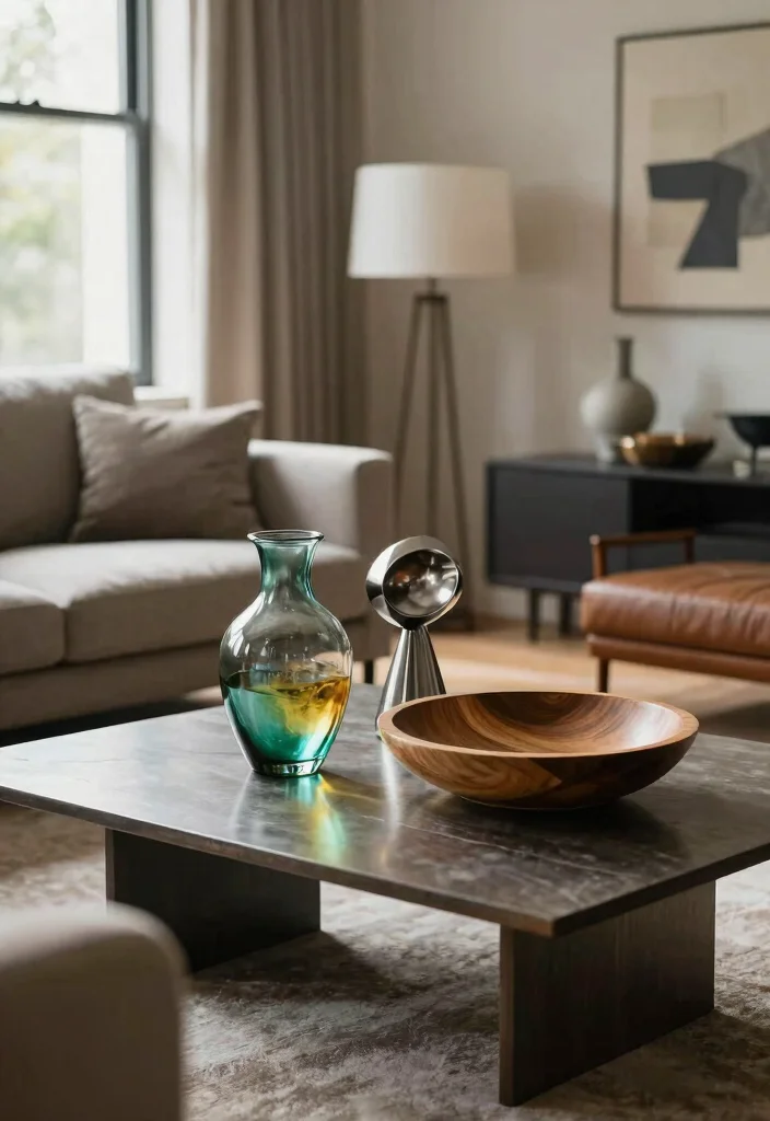 18 Sustainable Mid-Century Modern Living Room Furniture Ideas - 9. Recycled Material Decor Items 1