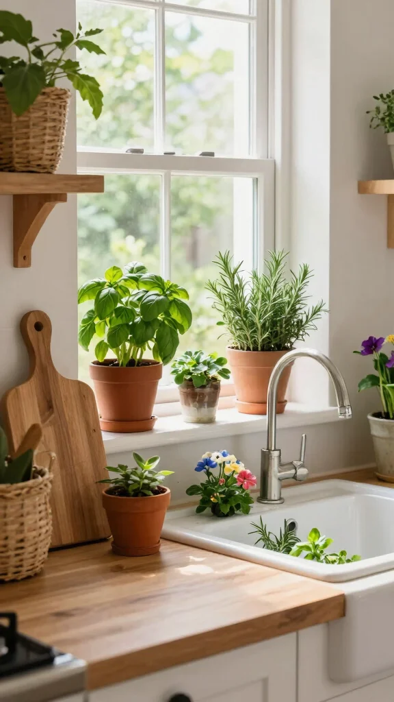 18 Traditional Kitchen Design Ideas: Time-Honored Styles That Never Fade - 17. Greenery and Natural Elements 1