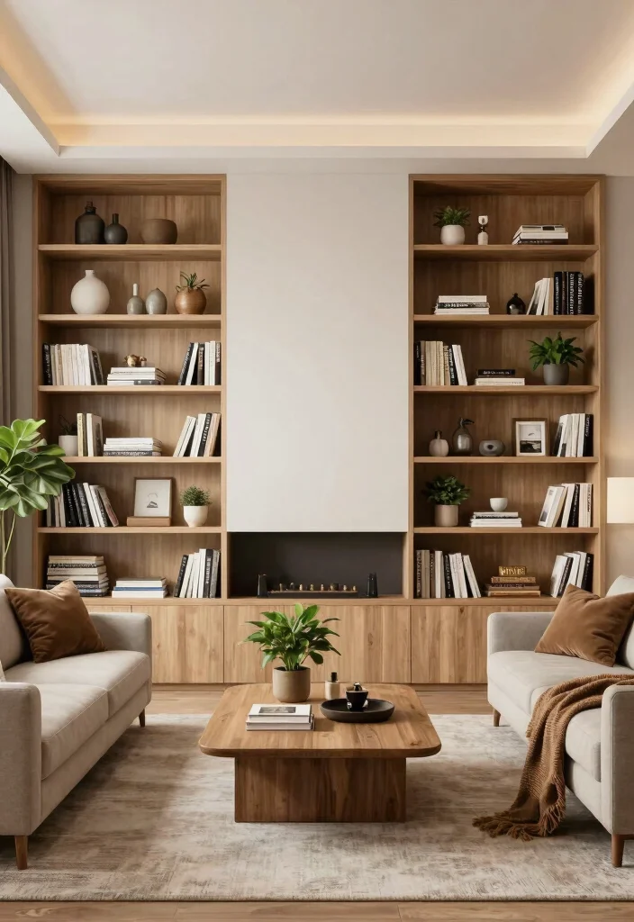 18 Two Seating Areas Living Room Layout and Furniture Arrangement - 13. Built-in Shelving 1